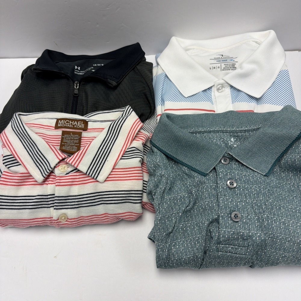 Lot of 4 Short Sleeve 1 Long Sleeve Under Armor Page‎ Tuttles Polo Shirts Size L